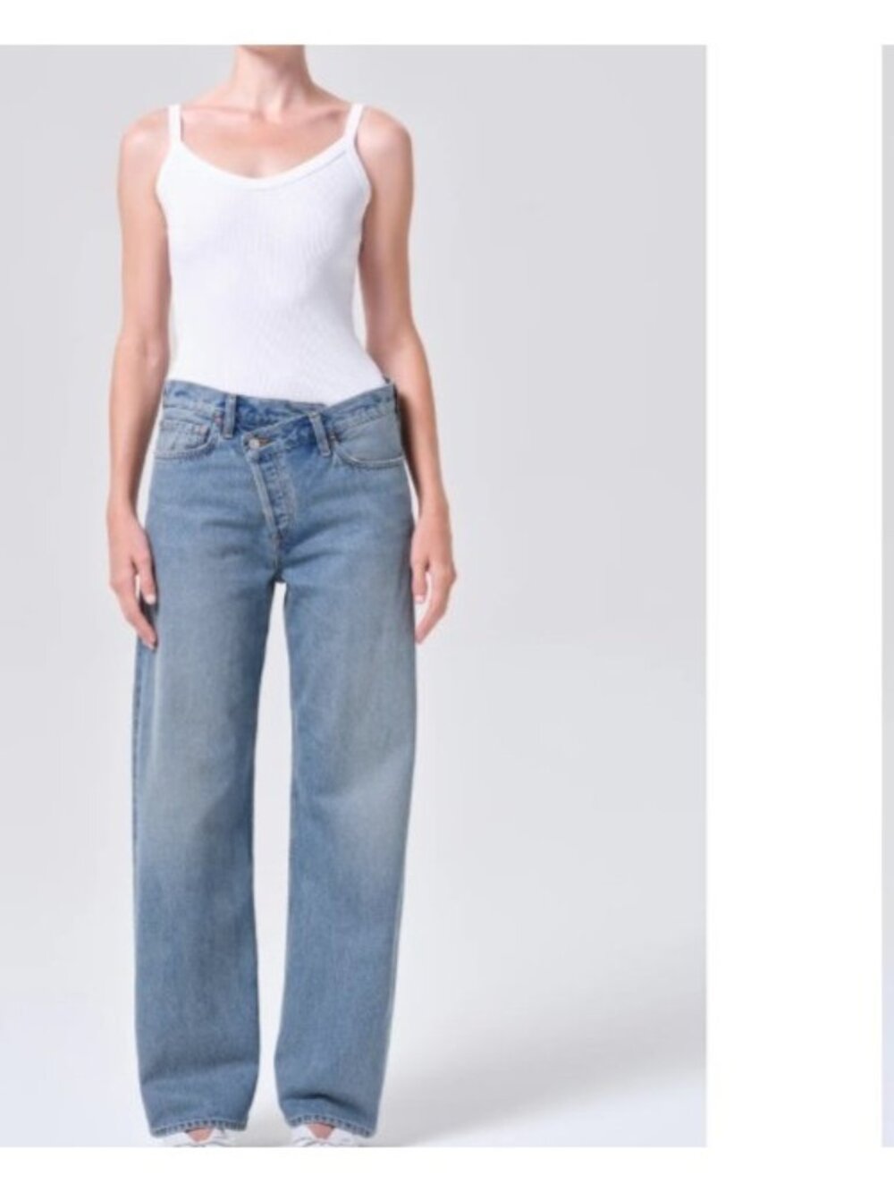 AGOLDE Arco Criss Cross Jeans Womens Size 24 Blue High Rise Straight Leg Denim